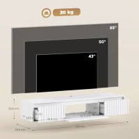 HOMCOM Meuble TV Suspendu Flottant 120 cm avec Éclairage LED et Prises, Meuble Télé pour Téléviseur 65 Pouces, Blanc(m-3)