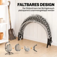 Outsunny Hangstoel, zit- en rugkussen, opvouwbare zitmand, bekerhouder, metalen frame, grijs(m-5)