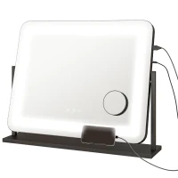 HOMCOM LED Light Tabletop Makeup Mirror, with Adjustable Settings(m-1)