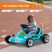 AIYAPLAY 6V Electric Go Kart for Kids with Music, Light, Horn, for 3-5 Years, Blue(m-5)