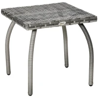 Outsunny Table basse de jardin style cosy chic table d'appoint métal époxy résine tressée imitation rotin gris(m-12)