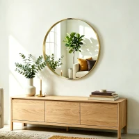 HOMCOM Round Wall Mirror 61 cm, Wall Mounted Bathroom Mirror with Tempered Safety Glass and Aluminium Alloy Frame, Gold Tone(m-8)