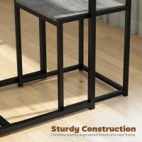 HOMCOM 3 Piece Table Stool Set - Charcoal Grey Wood-Effect(m-5)