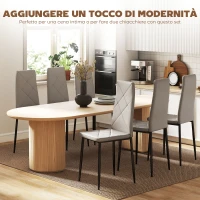 HOMCOM Set di 6 Sedie da Pranzo Moderne con Schienale Alto in Finta Pelle e Acciaio, 41x50x97 cm, Grigio(m-4)