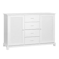 HOMCOM dressoir kast halkast badkamerkast ladekast louvredeur wit 120x40x80 cm(m-1)
