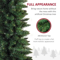 HOMCOM 7ft Unlit Artificial Christmas Tree, Pencil Slim Xmas Tree with Solid Stand and Realistic Branches, Green(m-6)