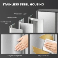 HOMCOM 55L Sensor Bin for Kitchen, Touchless Automatic Waste Rubbish Bin, Stainless Steel, Battery Operated, Silver Tone(m-6)