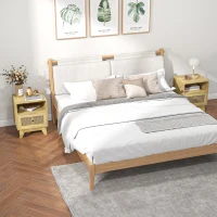 HOMCOM Lot de 2 tables de chevet  table de nuit avec tiroir porte cannage et niche vintage 45 x 39 x 56,5 cm(m-2)