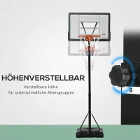 HOMCOM Verstelbare Basketbalstandaard met Wielen 210-260 cm - Voor Buiten & Binnen(m-4)