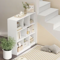 HOMCOM Boekenplank Staande Plank, 8 Plankvakken, 97,5 x 30 x 100 cm, Wit(m-9)