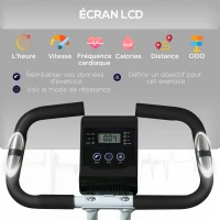 SPORTNOW Vélo d'appartement pliant, vélo de fitness, 8 niveaux de résistance magnétique, selle réglable, écran LCD, acier blanc(m-4)