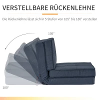 HOMCOM 3-in-1 vloerbank, opvouwbaar, linnen look, donkerblauw, 61 x 73 x 58 cm(m-4)