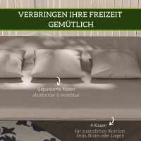 Outsunny 2-in-1 Hollywood schommel met Ligfunctie, 3-zits Tuinschommel van Staal 170x110x153cm, Lichtbruin(m-7)