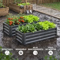 Outsunny Juego de 2 Jardineras Exterior Grandes de Acero Galvanizado Huertos Urbanos para Terraza Jardín 110x50x30 cm Gris(m-7)