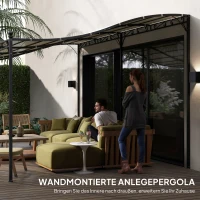 Outsunny 3 x 5 m pergola, flexibel tuindak met waterdichte doek en metalen frame, schaduwgever, Crèmewit(m-6)