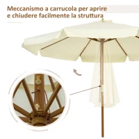 Outsunny Ombrellone da Giardino con Doppio Tettuccio, in Legno di Bambù e Poliestere, Ø325x250 cm, Beige(m-5)