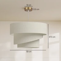 HOMCOM Suspensie cu 3 Abajururi Efect In, Bec Neincluse E14 40 W, Cablu Reglabil, Rozetă Auriu, Bej(m-3)