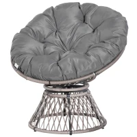 Outsunny Papasan fauteuil met bekleding rieten fauteuil 360 graden rotan grijs(m-10)