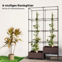 Outsunny Verhoogd plantenbed met klimrek, afvoeropeningen, kunststof plantenbak 100 x 50 x 174 cm(m-5)