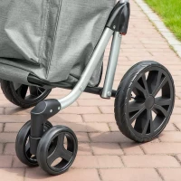 HOMCOM Boodschappentrolley, 46L tas, opvouwbare boodschappentrolley met koeltas, verstelbare handgreep, aluminiumframe, grijs(m-11)