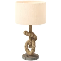 HOMCOM Tafellamp in Maritieme Stijl met USB-Oplaadpoort, Warm, Touwdecor, 30x30x55 cm(m-10)