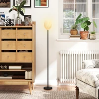 HOMCOM Flower Floor Lamp for Living Room, 3D Printed Modern Standing Lamp with Rose Shade & Foot Switch, Minimalist Tall Pole Lampshade for Bedroom, Office, E27 Holder without Bulb (25W Max), White(m-10)