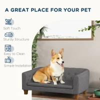 PawHut Dog Sofa Bed w/ Soft Cushion for Medium Dogs - Grey(m-6)