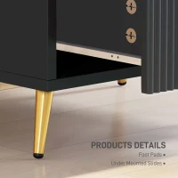 HOMCOM Elegant Two-Drawer Bedside Table - Black(m-6)