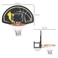 sportnow Canestro Basket per Bambini e Adulti da Indoor e Outdoor in Acciaio e PE, 110x90x70 cm, Nero e Giallo(m-3)