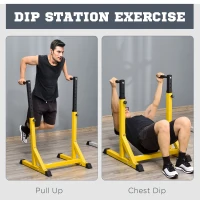 HOMCOM 66Lx75Wx119H cm Dip Station Chin Up Parallel Bars Pull Up Power Tower Home Gym Workout Bicep Tricep Fitness Equipment Height Adjustable(m-8)