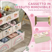 AIYAPLAY Mobile Portagiochi per Bambini a 3 Livelli con 9 Contenitori in Tessuto, 93x30x70 cm, Giallo(m-5)