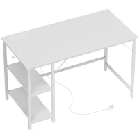 HOMCOM Computer Desk, with Power Sockets - White(m-1)