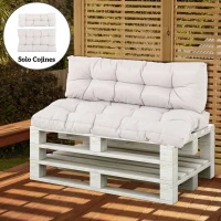 Outsunny Cojín para Banco 2-Piezas Set Cojín para Palé con Respaldo 120x80x12 cm Colchón de Banco para Columpio Hamaca Interior Exterior Crema(m-2)