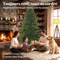 HOMCOM Sapin de Noël Artificiel 210 cm Nordmann, 1008 Pointes de Branches Articulées Réalistes en PE, Support en Bois, Vert(m-4)
