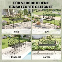 Outsunny Tuinbank bloemenbank zitbank bank parkbank tuinmeubilair 2-zits metaal zwart(m-6)