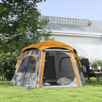 Outsunny Instant Pop Up Camping Tent, 2-3 Person Easy Setup Dome Family Tent with Vestibule, Rainfly, 4 Mesh Windows & 2 Doors, Hexagonal Design, 3000 mm Water Resistant & UV Protected, Light Grey(m-10)