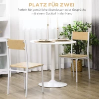 HOMCOM Eettafel voor 2 Personen, Ronde Tafelblad Ø80 cm, MDF en Staal, Antislip, Wit, 75H cm(m-4)