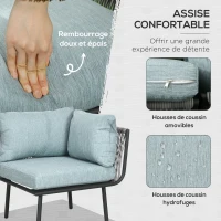 Outsunny Salon de jardin d'angle 4 pièces avec 2 canapé d'angle 2 places + 1 canapé d'angle 1 place + table basse coussins gris(m-5)