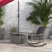 Outsunny Outdoor Rattan Wicker Coffee Table w/ Umbrella Hole Suitable for Garden Garden(m-10)