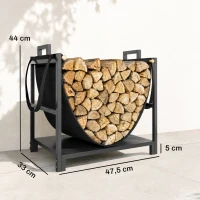 Outsunny Brandhoutrek 47,5 x 33 x 44 cm, verhoogd haardhoutrek met canvas draagtas, tot 50 kg, binnen en buiten(m-3)