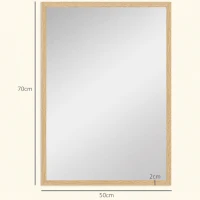 HOMCOM Wall Bathroom Mirror, 70 x 50 cm Wall-Mounted Mirror for Living Room, Bedroom, Hallway, Natural Wood(m-3)