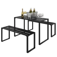 Outdoor meubelset tafel + banken 4-de tuinzitgroep tafel zitbank metaal(m-11)