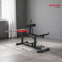SPORTNOW Beentrainingsbank, Kuithefmachine, met Wielen, Sportuitrusting voor Fitnessoefeningen Thuis, Staal, Zwart(m-3)
