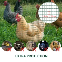 Pawhut PVC Coated Welded Wire Mesh Fencing Chicken Poultry Aviary Fence Run Hutch Pet Rabbit 30m Dark Green(m-6)