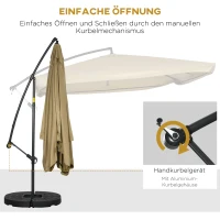 Outsunny parasol met muskietennet, inclusief Handslinger, ventilatieopening, 296 cm x 296 cm x 272 cm, wit+ zwart(m-5)