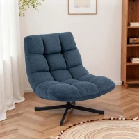 HOMCOM Draaibare Accentstoel, moderne loungefauteuil zonder armleuningen met stalen poten, donkerblauw(m-9)