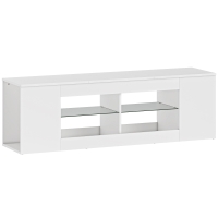 HOMCOM 140 cm tv-standaard, tv-dressoir, 6 vakken, 2 glazen planken, spaanplaat, wit