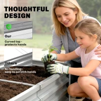 Outsunny Raised Beds for Garden, Galvanized Outdoor Planters, for Herbs and Vegetables, Use for Patio, Backyard, Balcony, Silver(m-7)