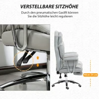 HOMCOM Ergonomische Bureaustoel met Armleuningen, Voetsteun, in Hoogte Verstelbare Draaistoel van Microvezelstof, Gevoerd Computerstoel, Lichtgrijs(m-6)