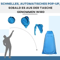 Outsunny Pop-up toilettent, mobiele camping douchetent, omkleedtent met binnentas, douchecabine, omkleedcabine, waterdicht, polyester blauw 120 x 120 x 190 cm toilettent douchetent binnentas | Aosom.de(m-7)